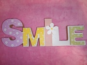 Napis smile dekoracja MDF 