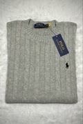 Polo Ralph Lauren sweter vintage cable knit szary basic L unisex