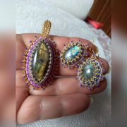 Wisior kolczyki labradoryt