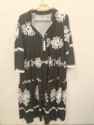 Czarno biała sukienka boho, dłua, długi rękaw