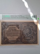 Polska 1919 1000 Marek Polskich PMG 66 EPQ Pick 29 Stan Menniczy Certyfikat