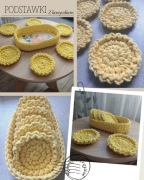 Podkładki ze sznurka pod kubek w koszyczku, zestaw handmade rękodzieło