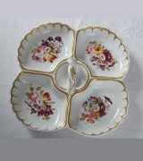 Antyczna duża patera ręcznie malowana zabytkowa XIX w. kabaret serwer