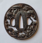 Tsuba ażurowa, piękna, oryginał 1603 - 1868 EDO, katana miecz wakizashi