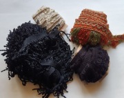 Taśma frędzle Mix czarny błyszczący i matowy ,ceglany zielony, beżowy