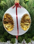 Bombka szklana Owal fi100mm 4refl ręcznie dmuchana i dekorowana ! Wz80