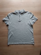 Koszulka polo męska Primark M szara beżowa suwak