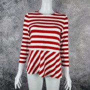 Tommy Hilfiger bluzka damska paski czerwono biała S
