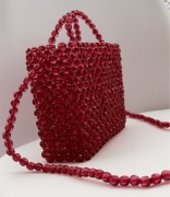 Red handmade crystal bag