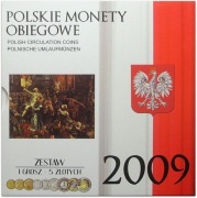 Monety obiegowe. 1grosz 5zł. Wszystkie monety z 2009r
