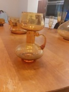 Szkło artystyczne miodowe kielich -dzbanuszek PRL