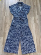 Stylowy Kombinezon H&M – Granatowy w Roślinny Wzór (Culotte) 36 S