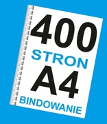 Książka druk A4 mono do 400 stron + bindowanie