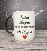 Kubek magiczny czarny z brokatem 330 ml jesteś śliczna