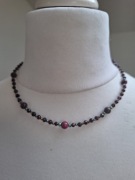 Naszyjnik handmade z naturalnych kamieni hematyt granat epidot 