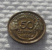Francja III. Republika 50 centymów centimes 1938 KM# 894