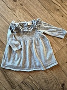 Next sukienka sweterkowa szara falbanka guziki geometryczne wzory 68