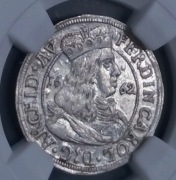 Węgry, 3 krajcary 1662 Hall , Ferdynand Karol NGC MS 61 JEDYNA MAX NOTA 