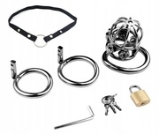 Stalowy pas cnoty Wkręcane Kolce cbt Bdsm 3 Oringi + uprząż