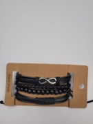 Bransoletka męska rzemyki czarna symbol nieskończoności