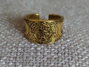 Pierścień gwiazda totem księżyc amulet złoty