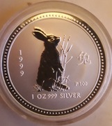 Srebrna moneta Lunar I Rok Królika 1999 1 oz