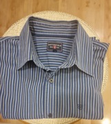 KOSZULA męska marki Cottonfield rozmiar L bawełna ciemno niebieskie paski 