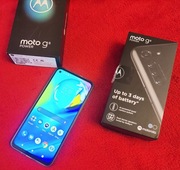 Motorola G8 Power niebieski lazurowy + etui pudełko ładowarka