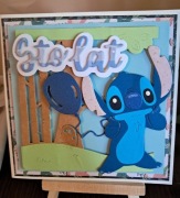 Kartka ręcznie robiona dla dziecka. Urodziny. Stich. Gratis!