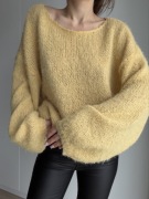 Żółty wiosenny sweterek vila L włochaty luźny splot 