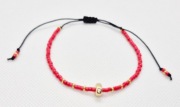 Bransoletka sznurkowa z hematytem czerwona