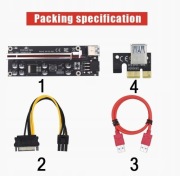 NOWY 6 sztuk Riser 009S Plus PCI-E 1x-16x USB3.0 kryptowaluty ,adapter, GPU