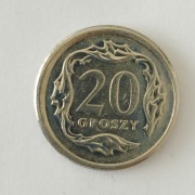 Destrukt  monety 20 groszy 2008