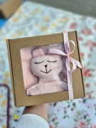 Przytulanka muślinowa pieluszka tetra miś, wyprawka, usypiacz chrzest