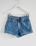 Szorty spodenki jeansowe dżinsowe niebieskie z wysokim stanem basic Bershka
