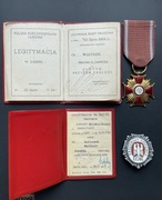 Złoty Krzyż Zasługi PRL i Srebrna odznaka LOK legitymacje po jednej osobie