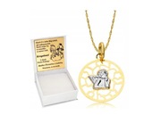 Złoty Łańcuszek 333 Medalik Aniołek Chrzest Komunia Grawer