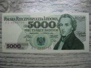 BANKNOT PRL 5000 ZŁOTYCH 1982 ROK SERIA BZ FRYDERYK CHOPIN UNC