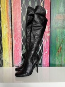 Czarne damskie skórzane kozaki buty na obcasie Moda in Pelle [38]