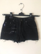 Czarne szorty wysoki stan z przetarciami Lee 34 XS