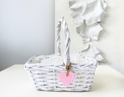 BIAŁY WIKLINOWY KOSZYCZEK Koszyk z zawieszką