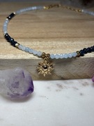 Naszyjnik “SUN” | Akwamaryn Szafir | Pozłacane 18k