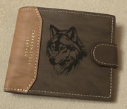 NOWY Skórzany portfel myśliwski WILK Canis lupus. Prezent dla myśliwego.