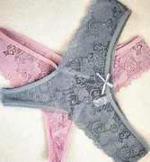 Stringi damskie koronkowe, kolor róż jasny i szary, nowe rozm M, 2 szt