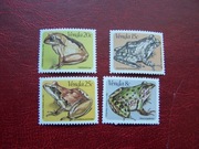 Venda 1982 MNH Mi. 66/69 Fauna Gady i Płazy żaby