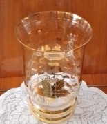 Vintage lata 60te bogato złocony wazon z przezroczystego szkła Francja.  90