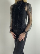 Czarna bluzka koronkowa, tiulowa, elegancka rozm. S Stradivarius