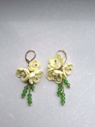 Kolczyki wiszące handmade kwiaty z foamiranu na ślub wesele bal prezent 