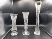 Zestaw 3 kryształowych wazonów – bez uszkodzeń