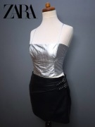 Czarna mini spódnica ekoskóra Zara krótka spódniczka miniówka